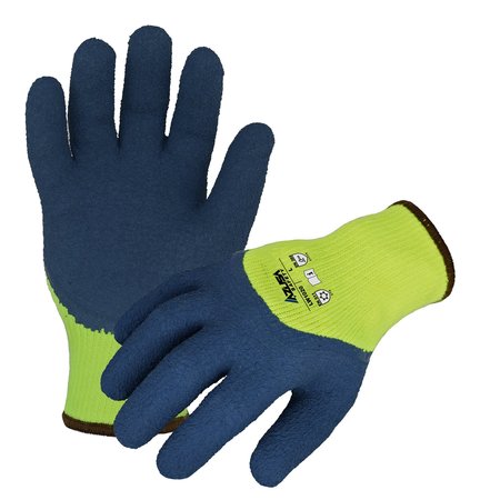 AZUSA SAFETY Winter 7 ga. Thermal Acrylic Lime Work Gloves, 3/4 Blue Foam Latex Coating, M LW1020